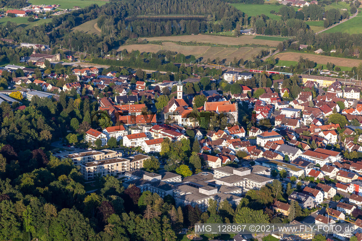 Vue aérienne de Verrouiller Aulendorf à le quartier Steegen in Aulendorf dans le département Bade-Wurtemberg, Allemagne
