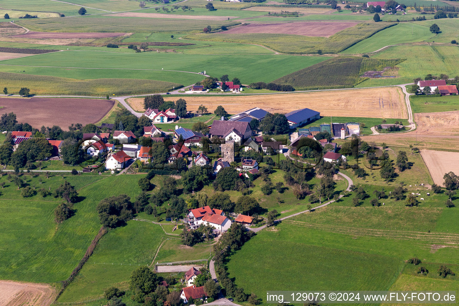 Vue aérienne de Tour d'Hatzen à Wolpertswende dans le département Bade-Wurtemberg, Allemagne