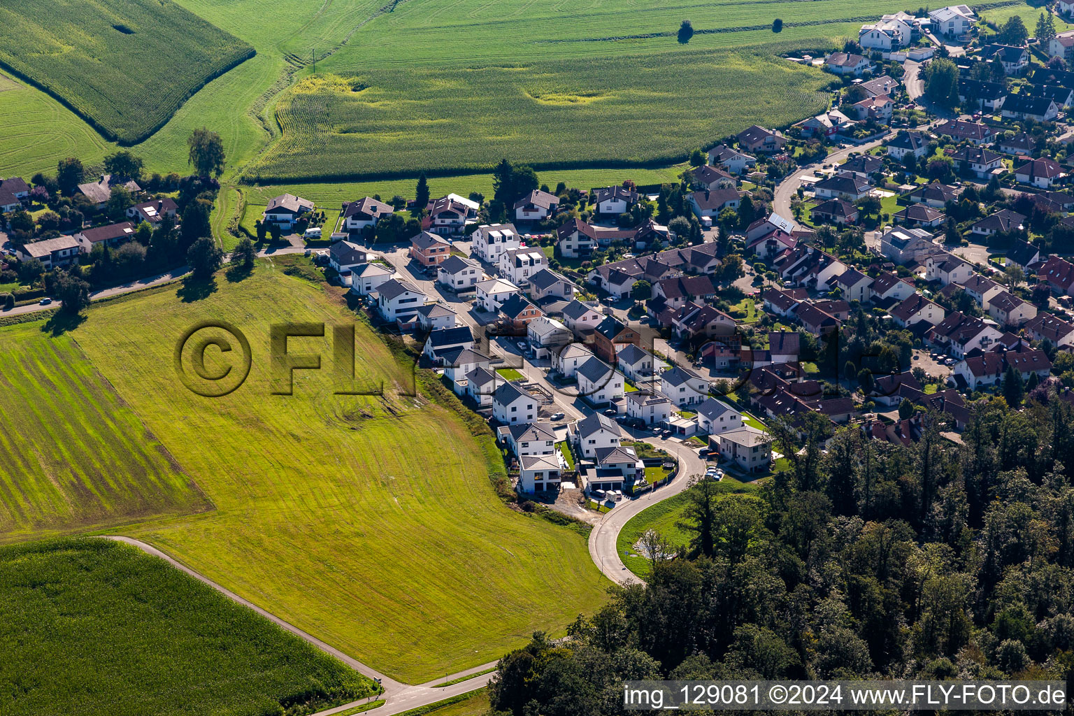 Vue aérienne de Nouvelle zone de développement Igelstr à le quartier Friesenhäusle in Baindt dans le département Bade-Wurtemberg, Allemagne