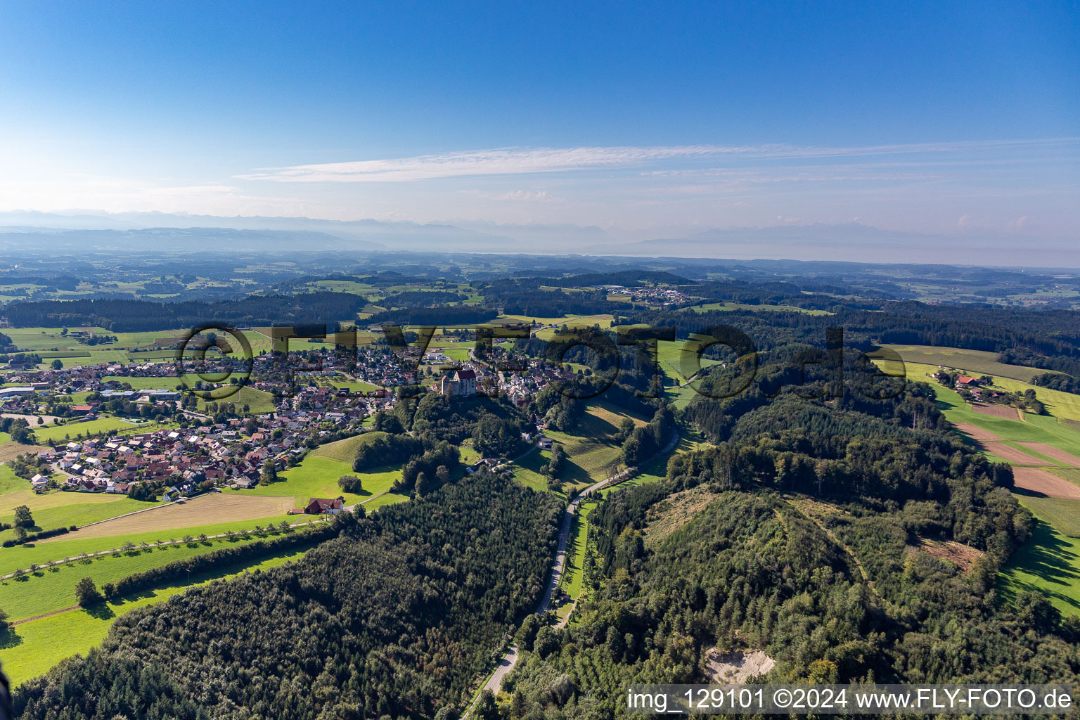 Vue aérienne de Verrouiller Waldburg à le quartier Sieberatsreute in Waldburg dans le département Bade-Wurtemberg, Allemagne