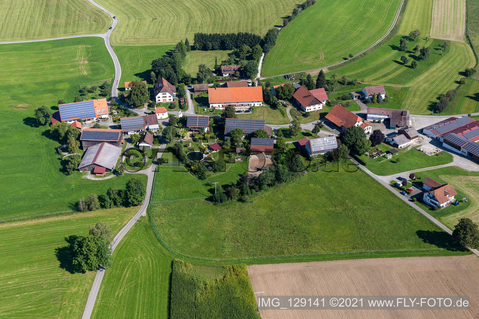 Vue aérienne de Cour du maréchal Heine à le quartier Gaisbeuren in Bad Waldsee dans le département Bade-Wurtemberg, Allemagne