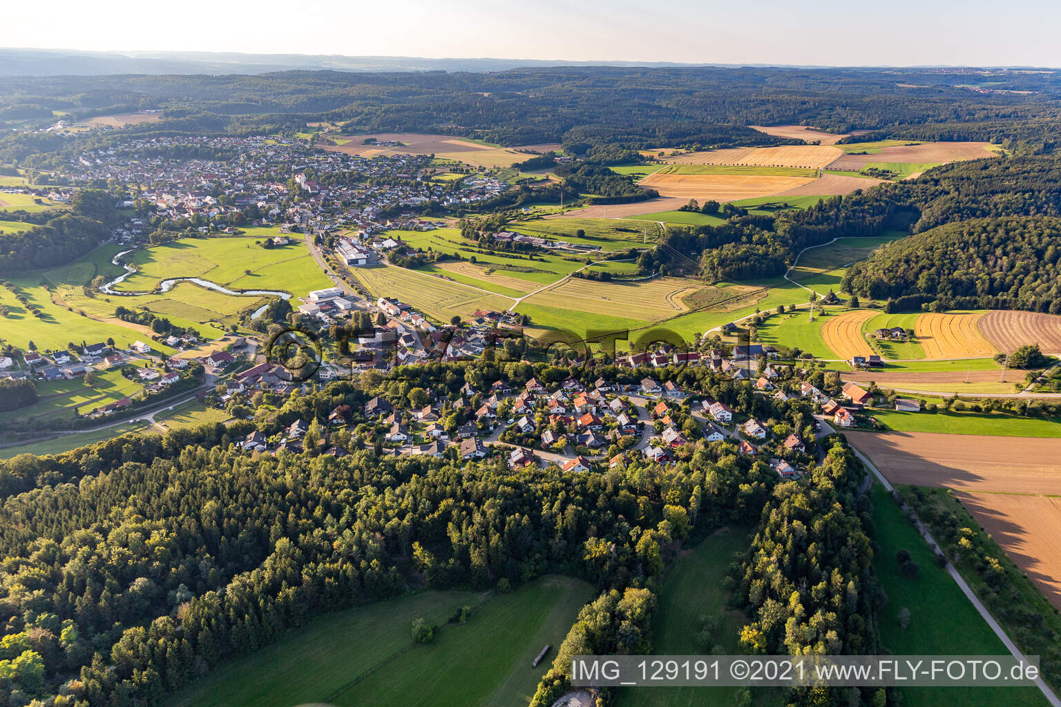 Vue aérienne de Bingen dans le département Bade-Wurtemberg, Allemagne
