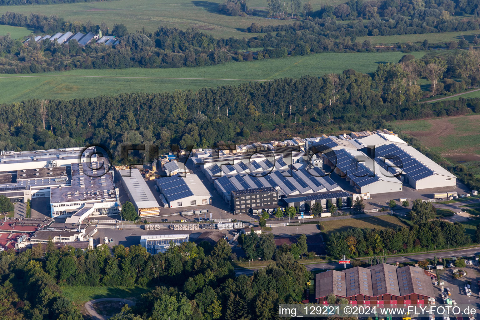 Vue aérienne de Sites d'usine de Linzmeier Bauelemente GmbH et FEINGUSS BLANK GmbH à le quartier Eichenau in Riedlingen dans le département Bade-Wurtemberg, Allemagne