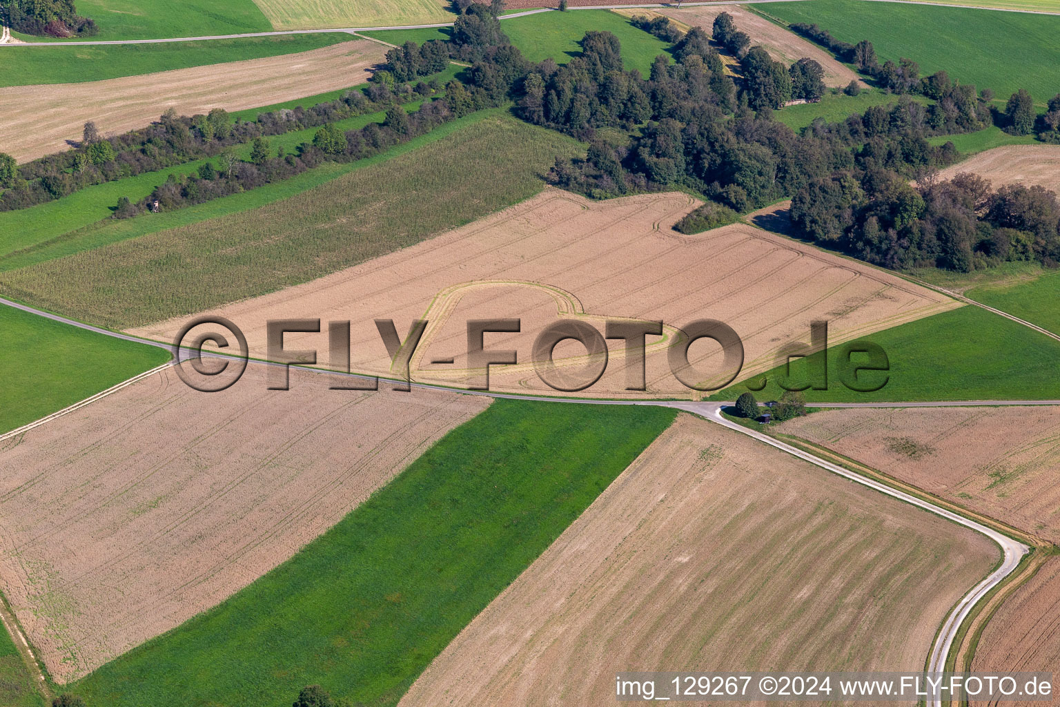 Vue aérienne de Coeur en grains à le quartier Dürrenwaldstetten in Langenenslingen dans le département Bade-Wurtemberg, Allemagne