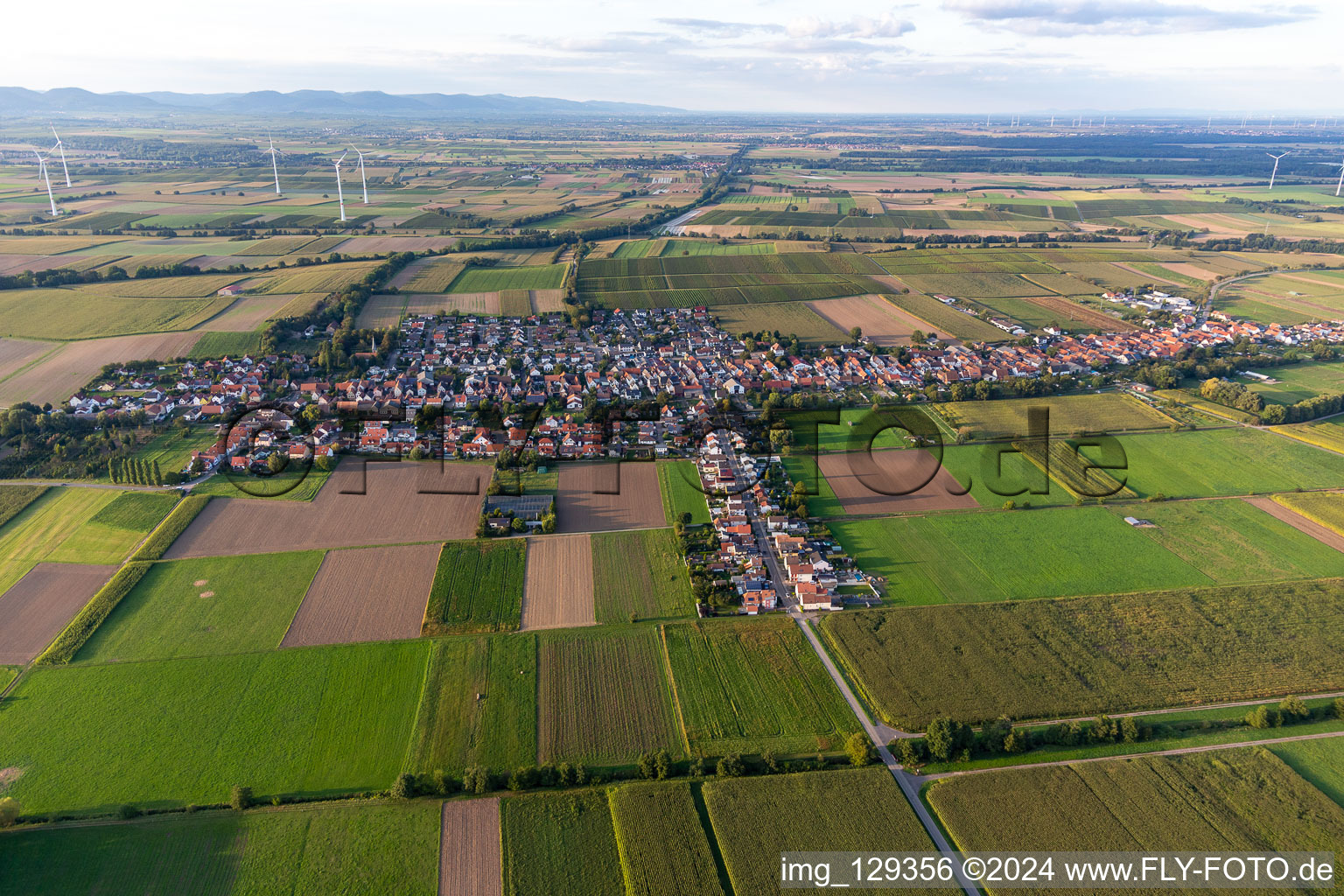 Freckenfeld dans le département Rhénanie-Palatinat, Allemagne depuis l'avion