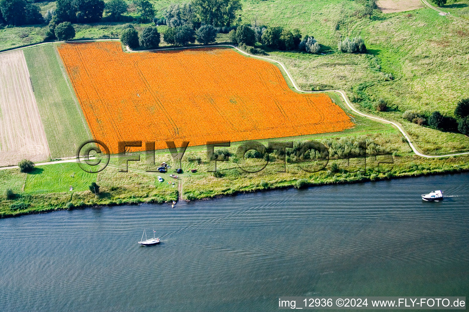 Vue aérienne de Lomm dans le département Limbourg, Pays-Bas