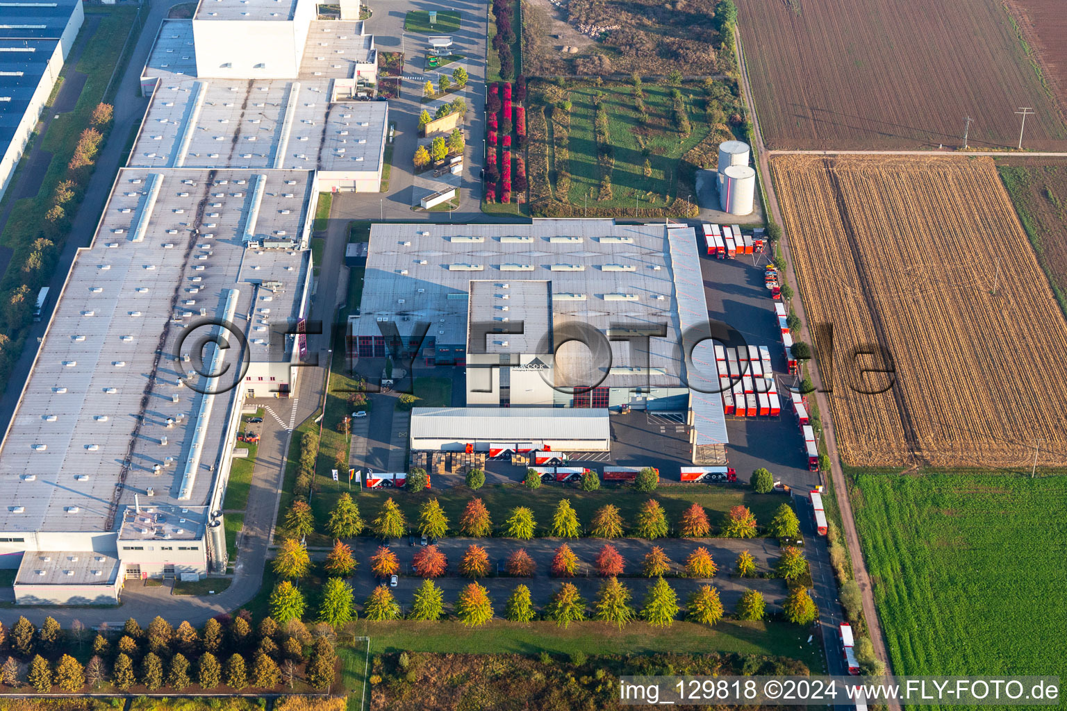 Vue oblique de Entrepôts et bâtiments d'expédition de Tricor Packaging & Logistics AG à Offenbach an der Queich dans le département Rhénanie-Palatinat, Allemagne