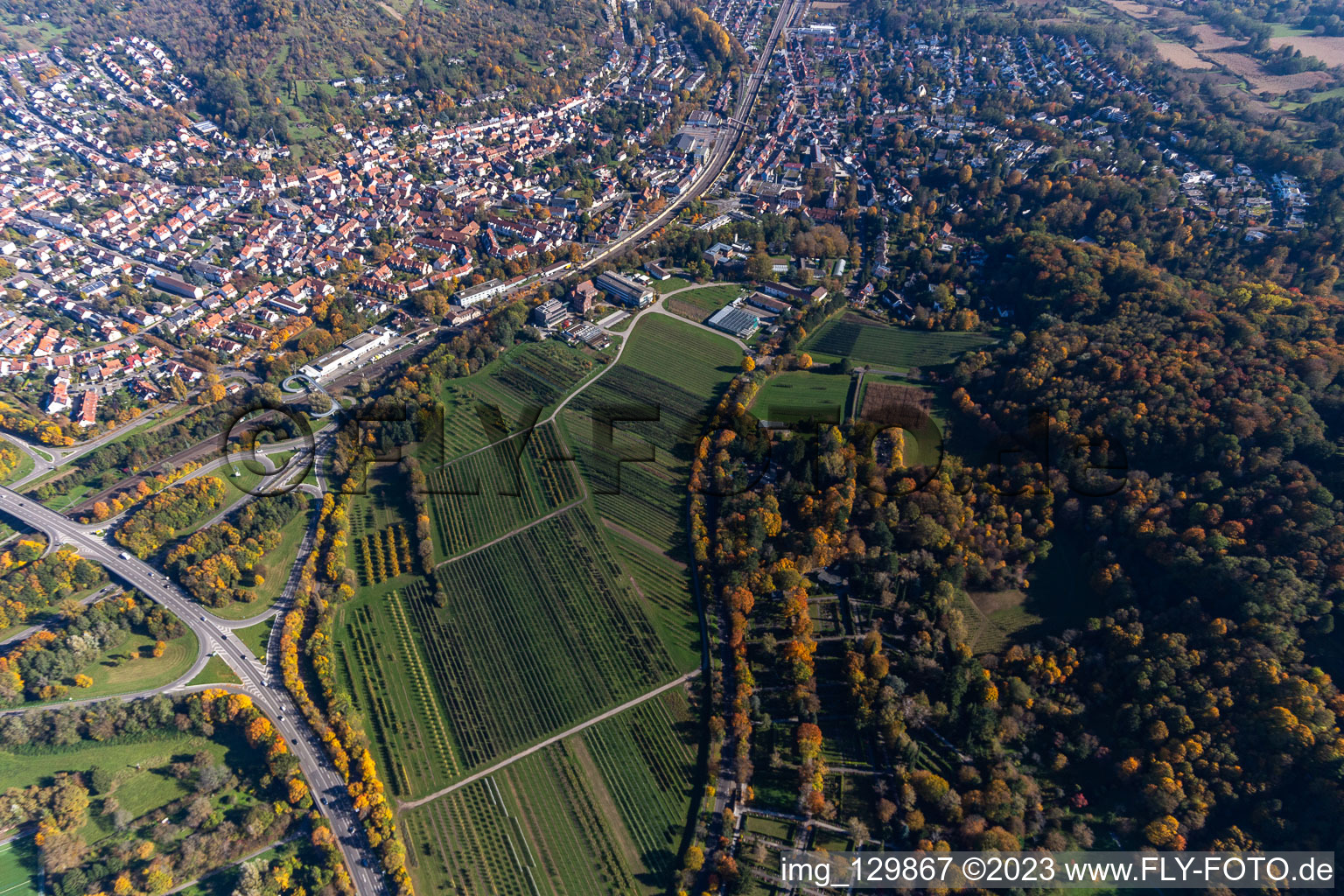 Vue aérienne de Centre de technologie agricole d'Augustenberg à le quartier Durlach in Karlsruhe dans le département Bade-Wurtemberg, Allemagne