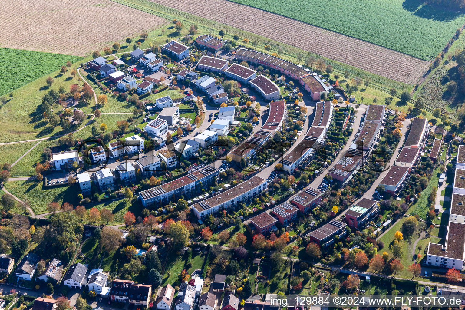 Vue d'oiseau de Quartier Hohenwettersbach in Karlsruhe dans le département Bade-Wurtemberg, Allemagne