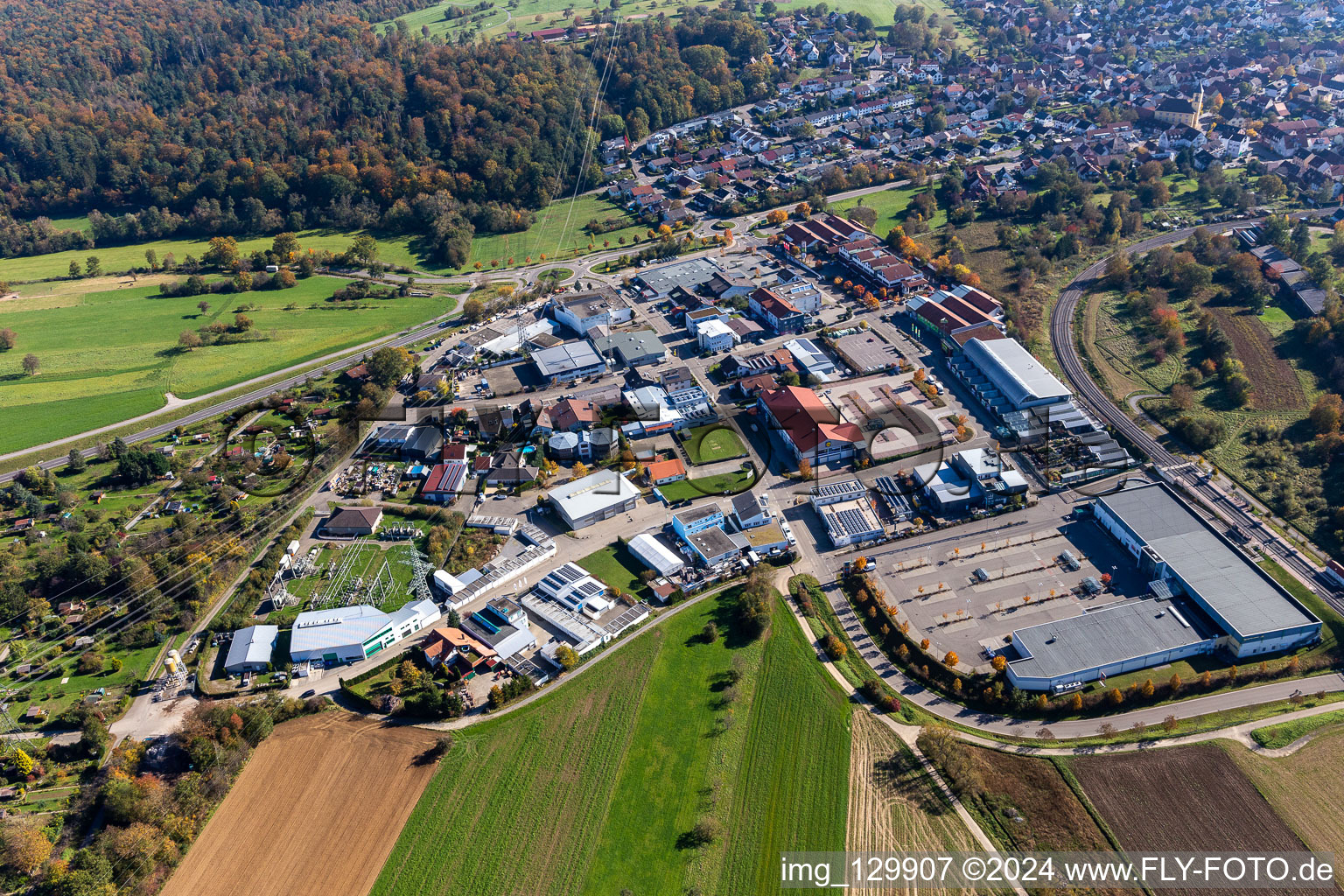 Vue oblique de Quartier Langensteinbach in Karlsbad dans le département Bade-Wurtemberg, Allemagne