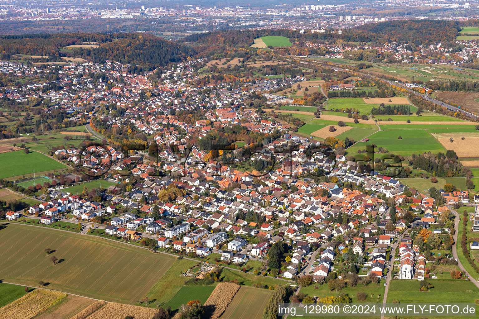 Vue oblique de Quartier Palmbach in Karlsruhe dans le département Bade-Wurtemberg, Allemagne