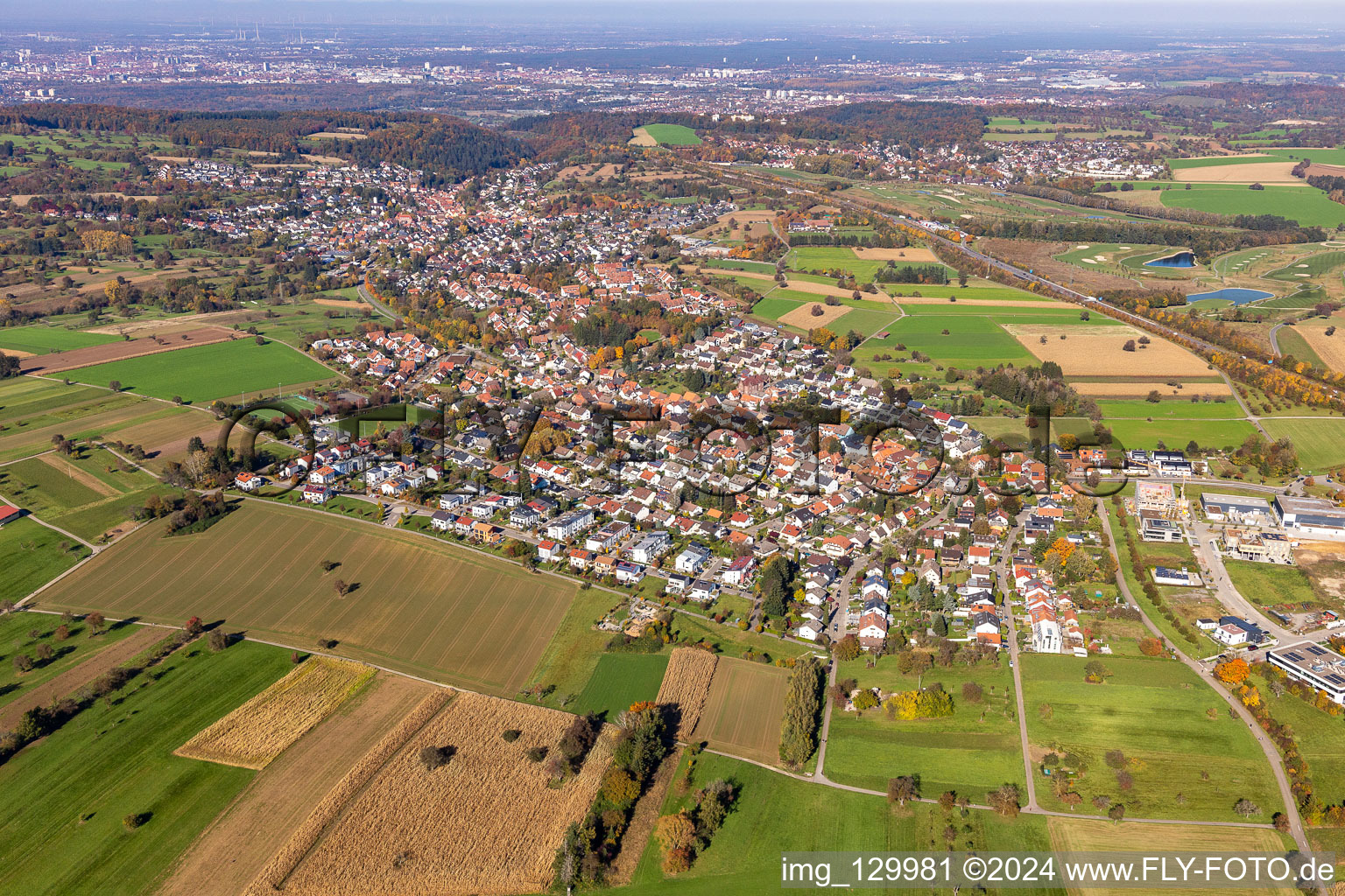 Quartier Palmbach in Karlsruhe dans le département Bade-Wurtemberg, Allemagne d'en haut