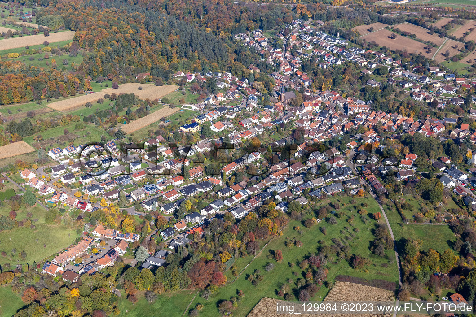 Photographie aérienne de Quartier Grünwettersbach in Karlsruhe dans le département Bade-Wurtemberg, Allemagne