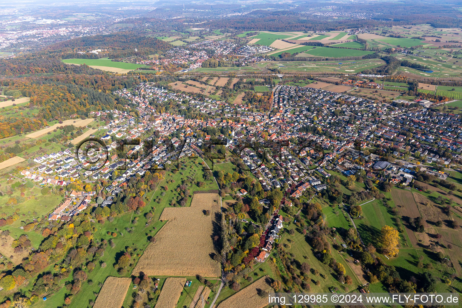 Vue oblique de Quartier Grünwettersbach in Karlsruhe dans le département Bade-Wurtemberg, Allemagne