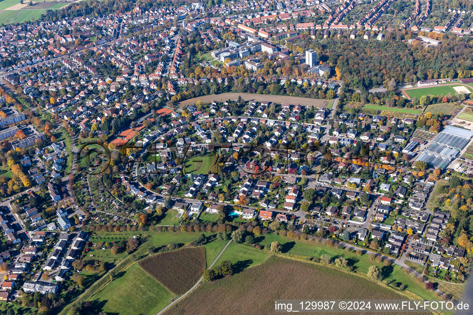 Vue oblique de Quartier Rüppurr in Karlsruhe dans le département Bade-Wurtemberg, Allemagne