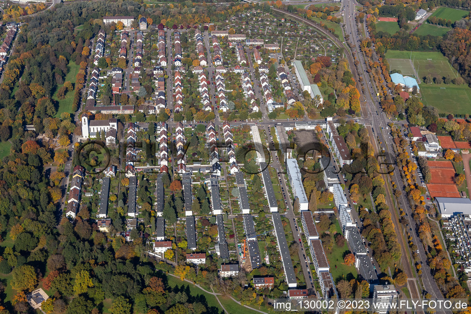 Photographie aérienne de Quartier Weiherfeld-Dammerstock in Karlsruhe dans le département Bade-Wurtemberg, Allemagne