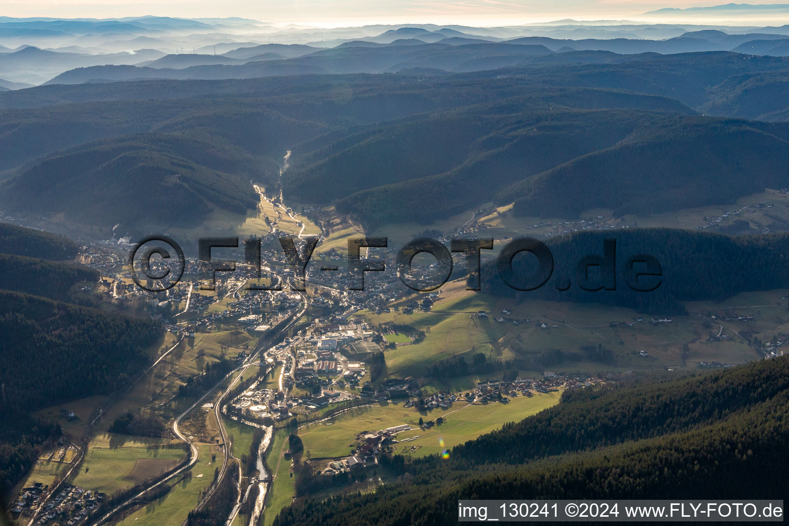 Vue aérienne de Murgtal à le quartier Hof in Baiersbronn dans le département Bade-Wurtemberg, Allemagne