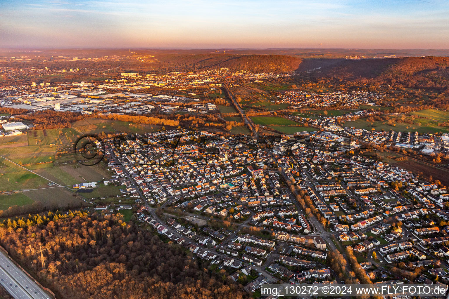 Quartier Bruchhausen in Ettlingen dans le département Bade-Wurtemberg, Allemagne d'en haut