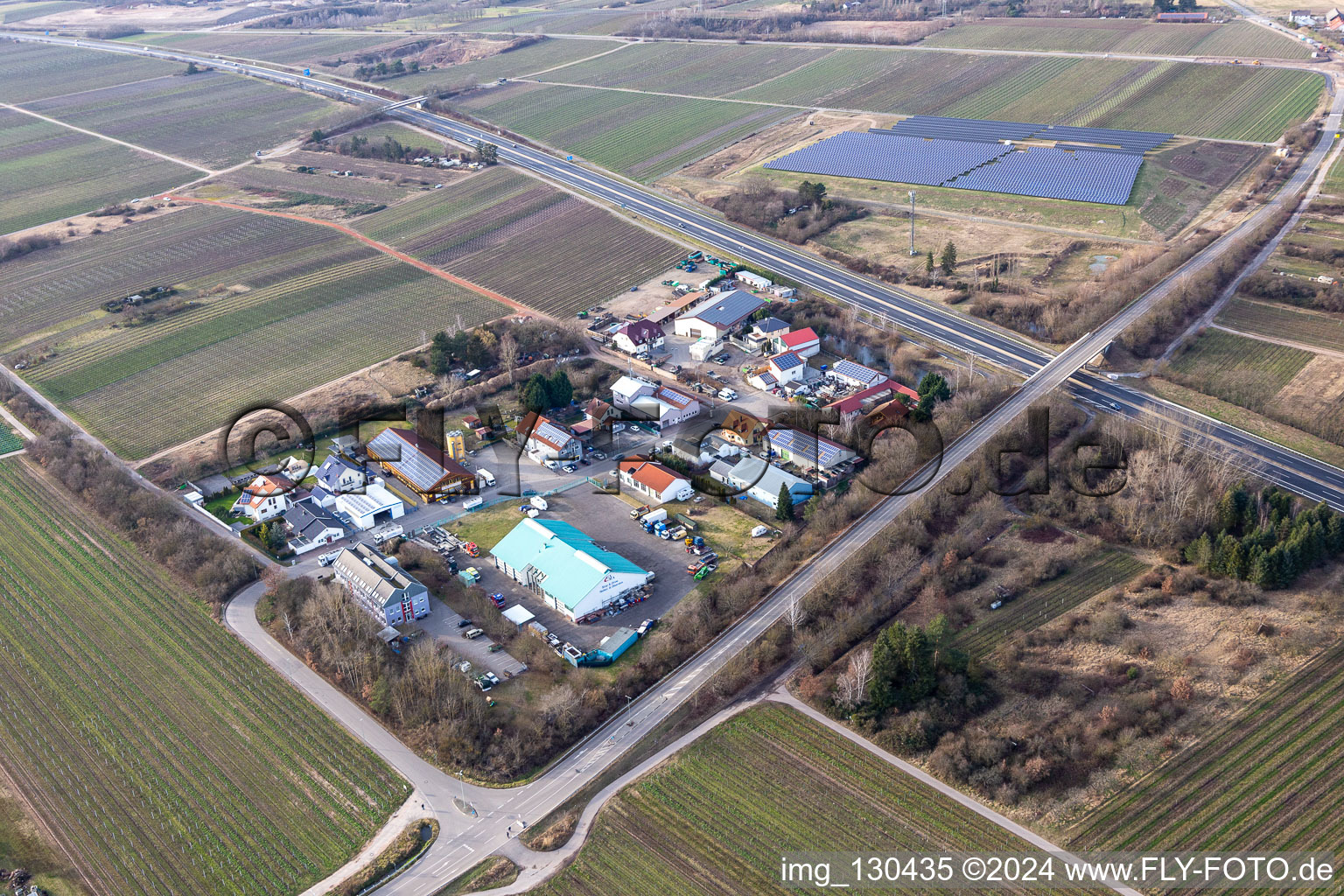 Vue aérienne de Zone commerciale dans le Nauroth à Ellerstadt dans le département Rhénanie-Palatinat, Allemagne