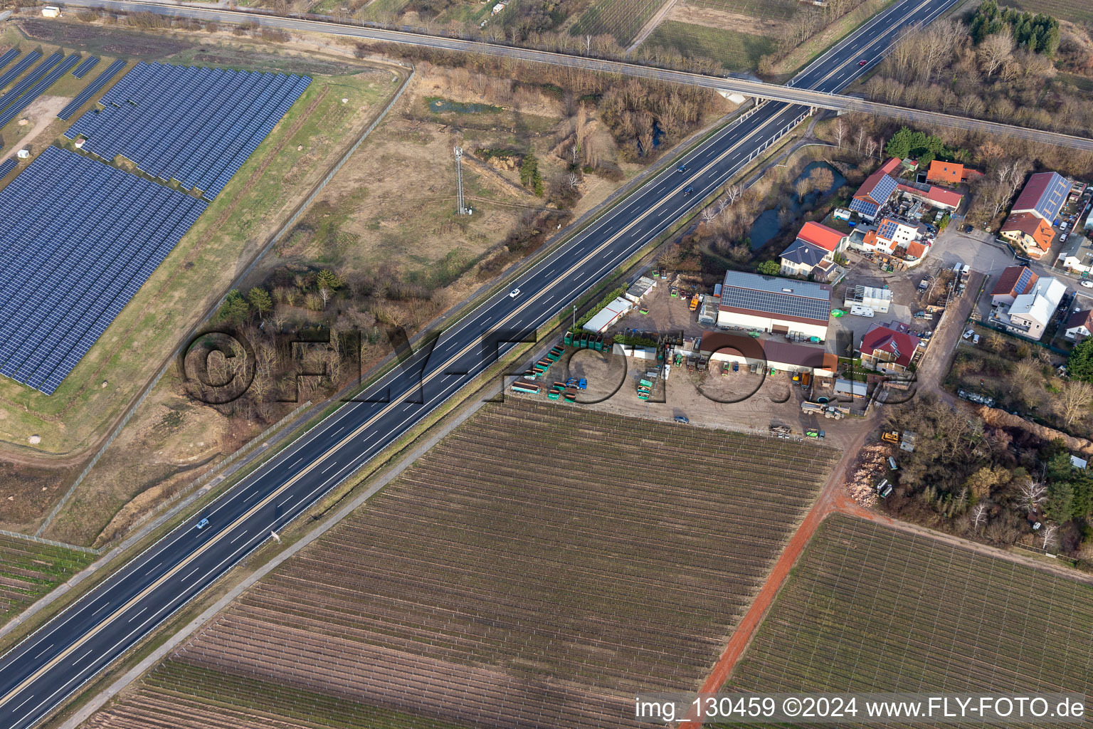 Vue oblique de Zone commerciale dans le Nauroth à Ellerstadt dans le département Rhénanie-Palatinat, Allemagne