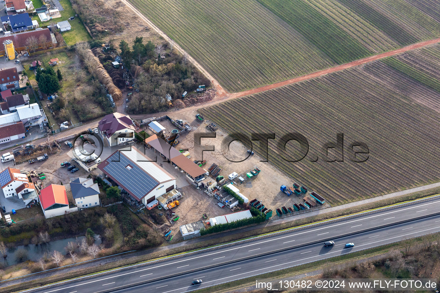 Zone commerciale In der Nauroth, protection contre le bruit industriel GOWA à Ellerstadt dans le département Rhénanie-Palatinat, Allemagne hors des airs