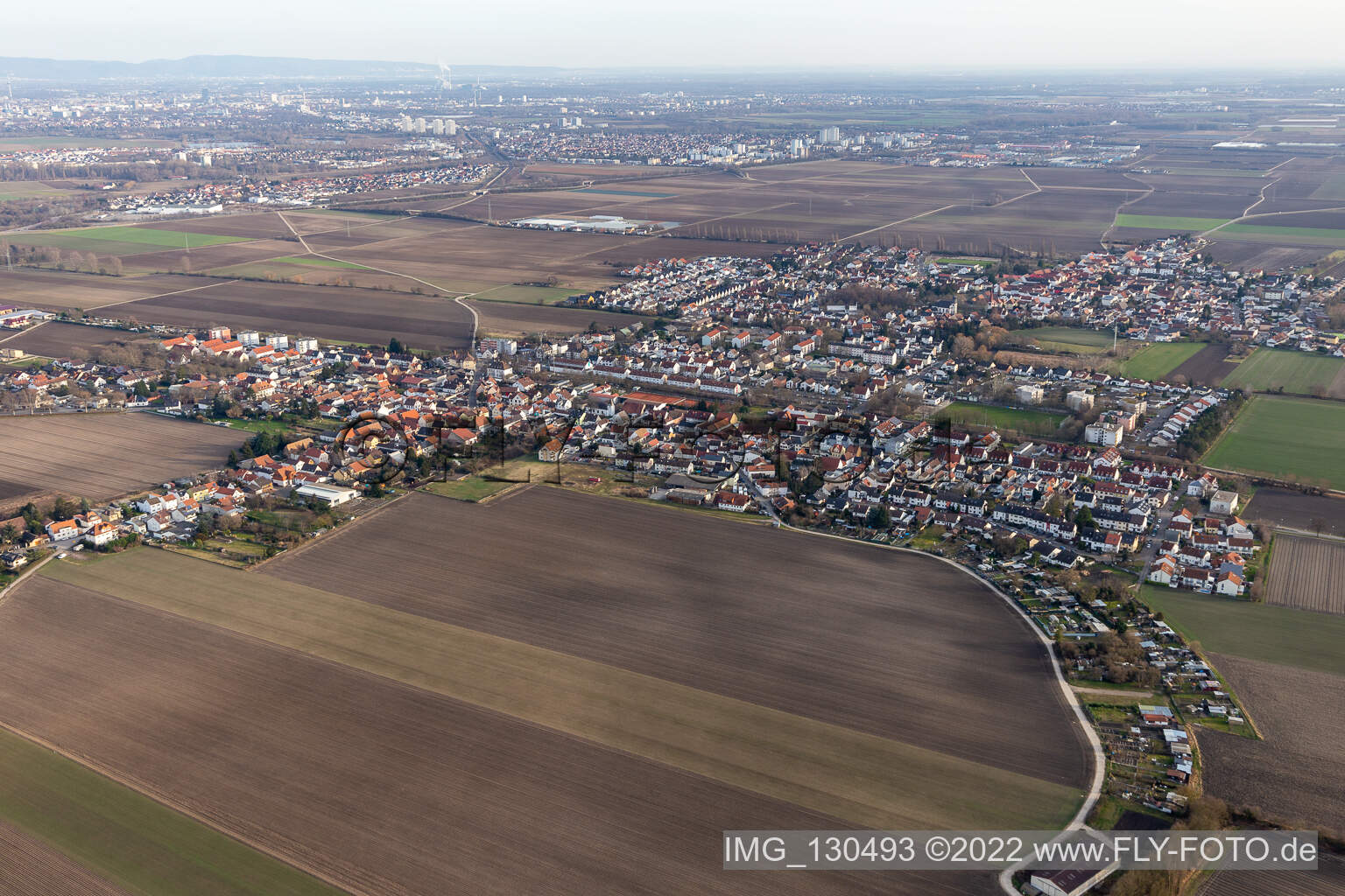 Vue aérienne de Quartier Flomersheim in Frankenthal dans le département Rhénanie-Palatinat, Allemagne