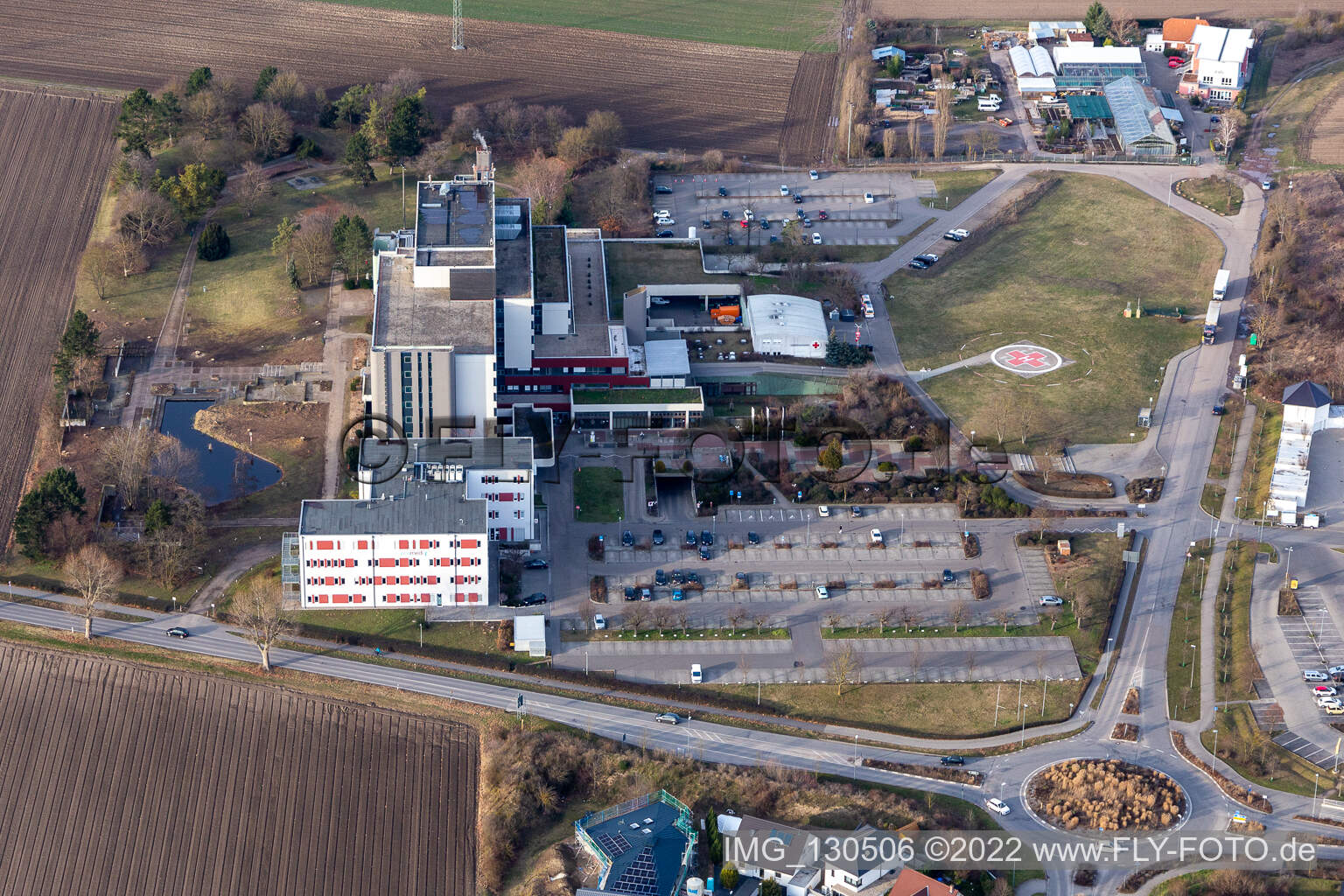 Vue aérienne de Clinique de ville à Frankenthal dans le département Rhénanie-Palatinat, Allemagne