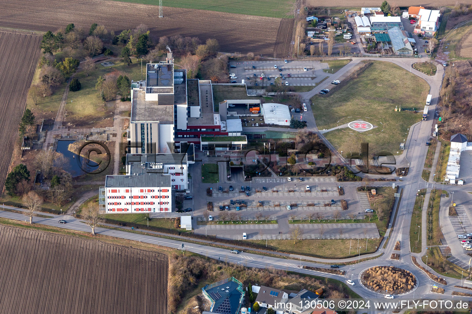 Vue aérienne de Clinique de ville à Frankenthal dans le département Rhénanie-Palatinat, Allemagne