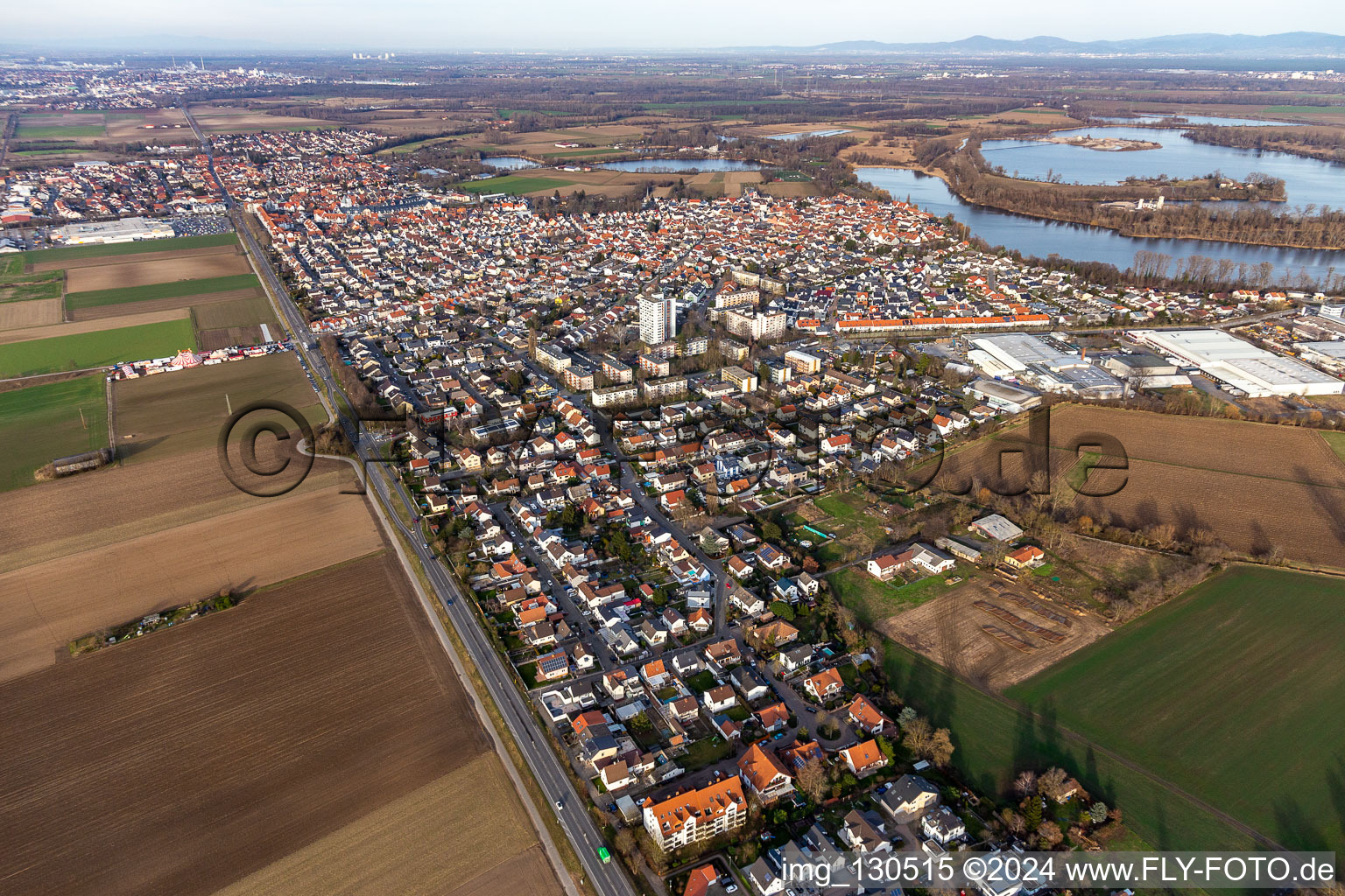 Quartier Roxheim in Bobenheim-Roxheim dans le département Rhénanie-Palatinat, Allemagne d'en haut