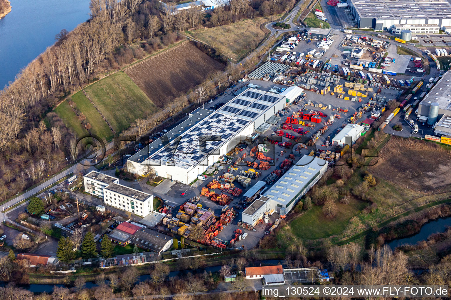 Vue aérienne de Abu Allgemeine Bau-Union GmbH, BBV Systems GmbH à le quartier Roxheim in Bobenheim-Roxheim dans le département Rhénanie-Palatinat, Allemagne