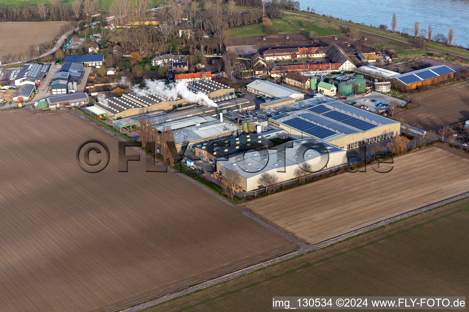 Vue aérienne de Usine Intersnack Deutschland SE Petersau à le quartier Mörsch in Frankenthal dans le département Rhénanie-Palatinat, Allemagne