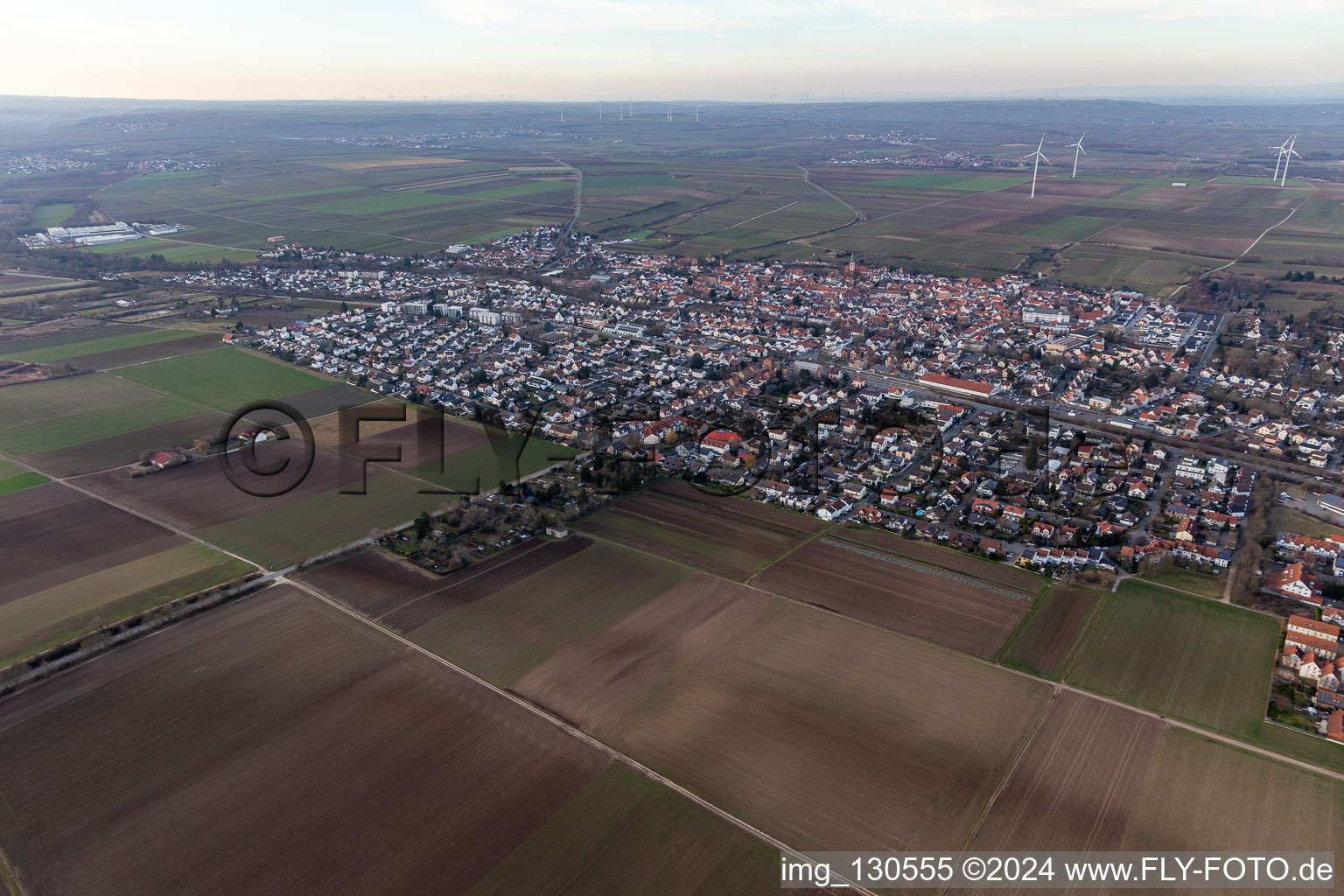 Quartier Pfeddersheim in Worms dans le département Rhénanie-Palatinat, Allemagne depuis l'avion