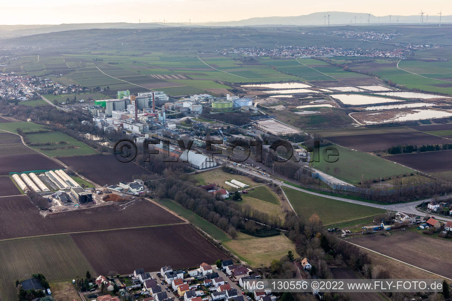 Vue aérienne de Südzucker AG à Obrigheim dans le département Rhénanie-Palatinat, Allemagne