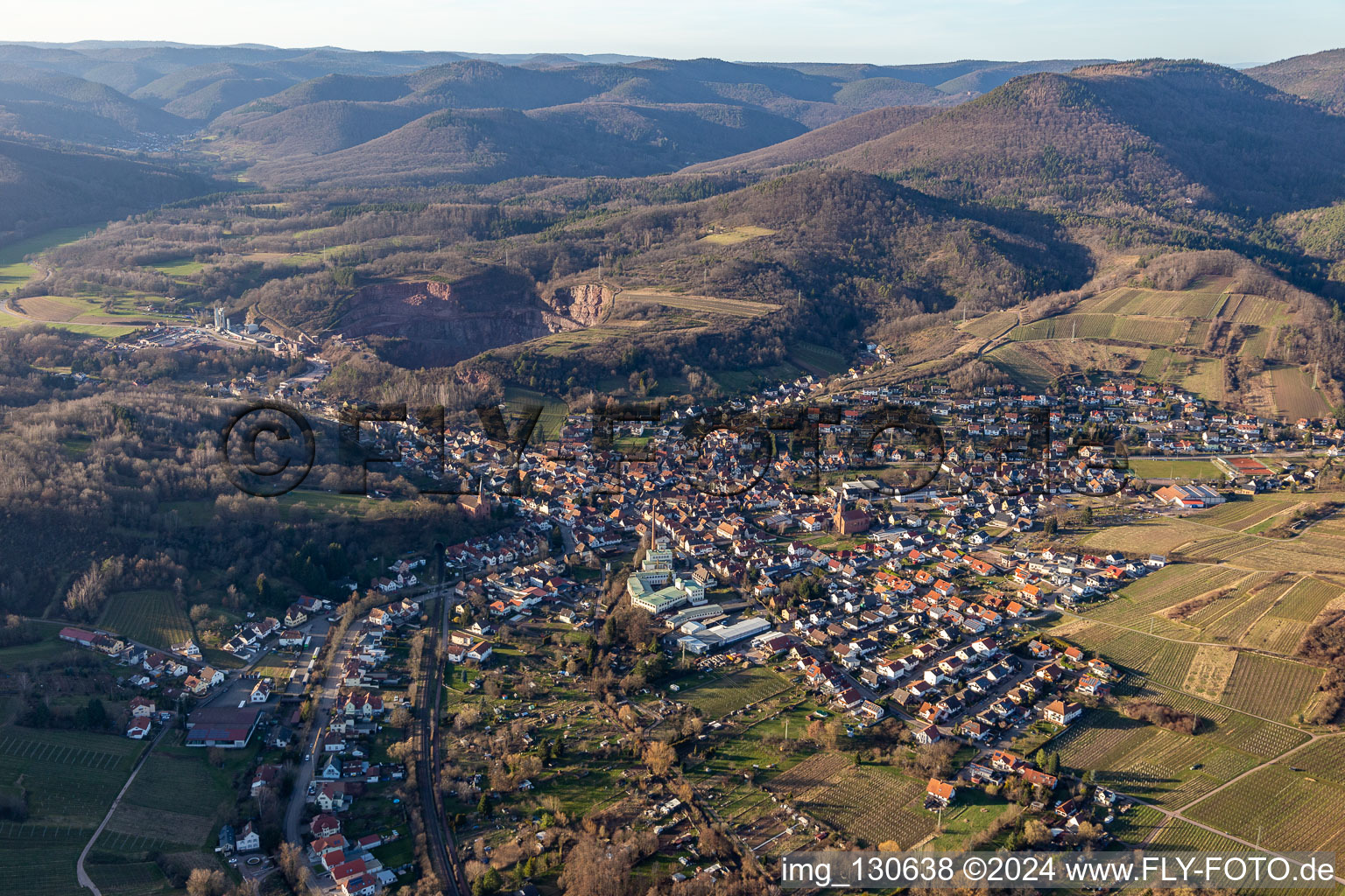 Albersweiler dans le département Rhénanie-Palatinat, Allemagne depuis l'avion