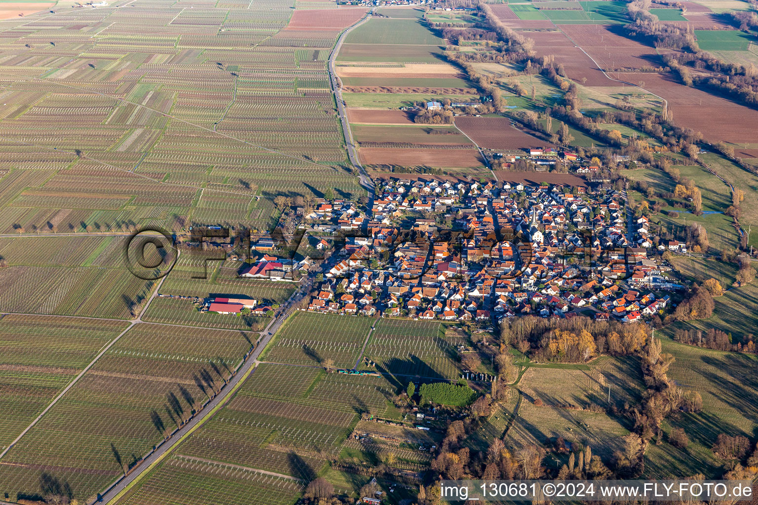 Venningen dans le département Rhénanie-Palatinat, Allemagne vue d'en haut