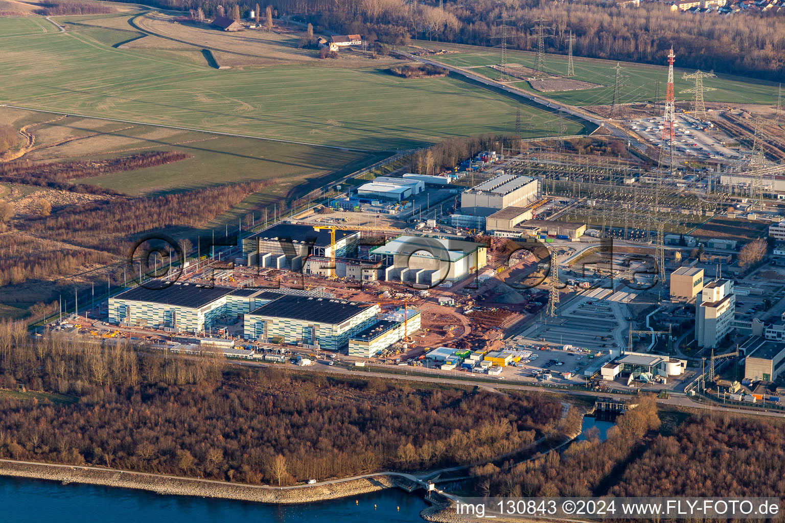 Vue aérienne de EnBW Kernkraft GmbH (EnKK), Philippsburg à Philippsburg dans le département Bade-Wurtemberg, Allemagne