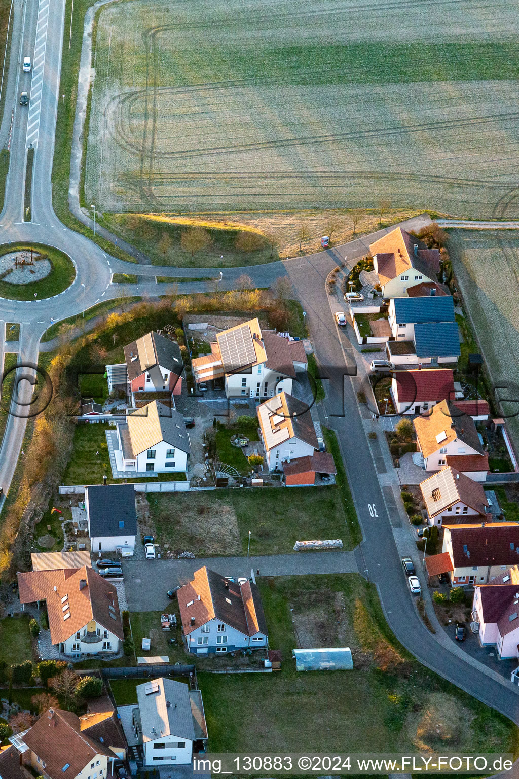 Vue aérienne de Dans l'ancien champ à le quartier Hardtwald in Neupotz dans le département Rhénanie-Palatinat, Allemagne