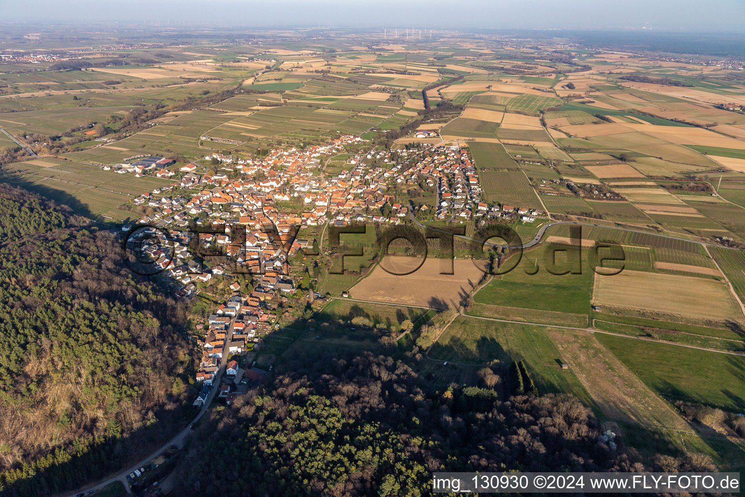 Vue oblique de Oberotterbach dans le département Rhénanie-Palatinat, Allemagne