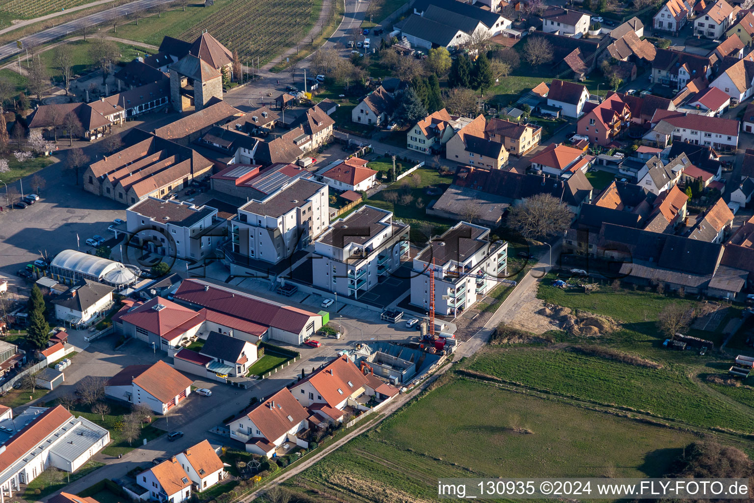 Vue aérienne de Restaurant allemand Weintor à le quartier Schweigen in Schweigen-Rechtenbach dans le département Rhénanie-Palatinat, Allemagne