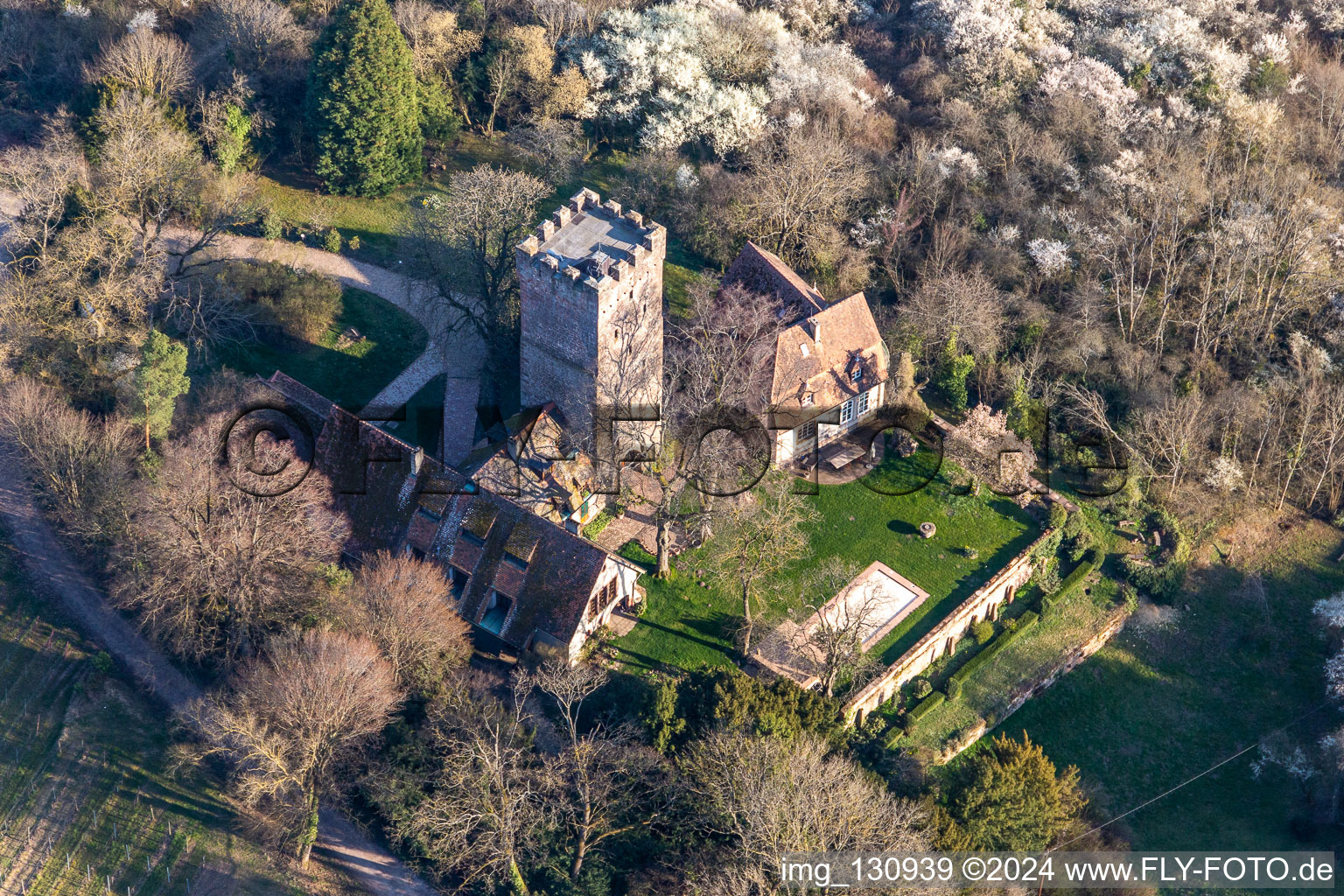 Vue aérienne de Château Saint Paul à Wissembourg dans le département Bas Rhin, France