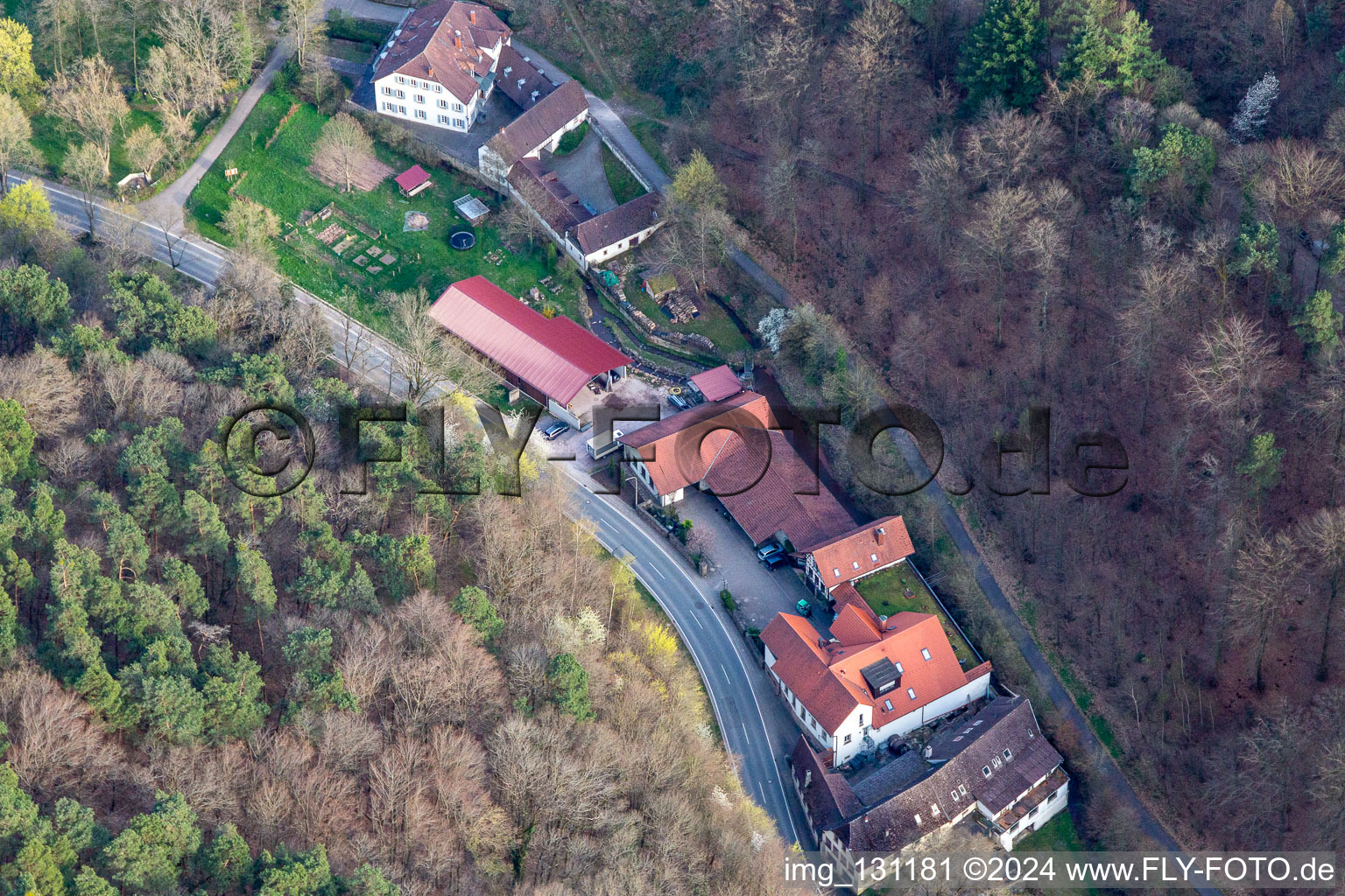 Vue aérienne de Domaine viticole Porzelt à Klingenmünster dans le département Rhénanie-Palatinat, Allemagne