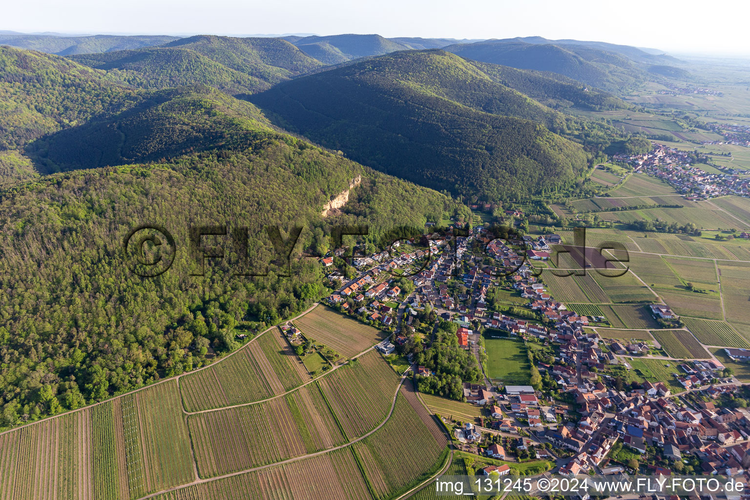 Frankweiler dans le département Rhénanie-Palatinat, Allemagne vu d'un drone