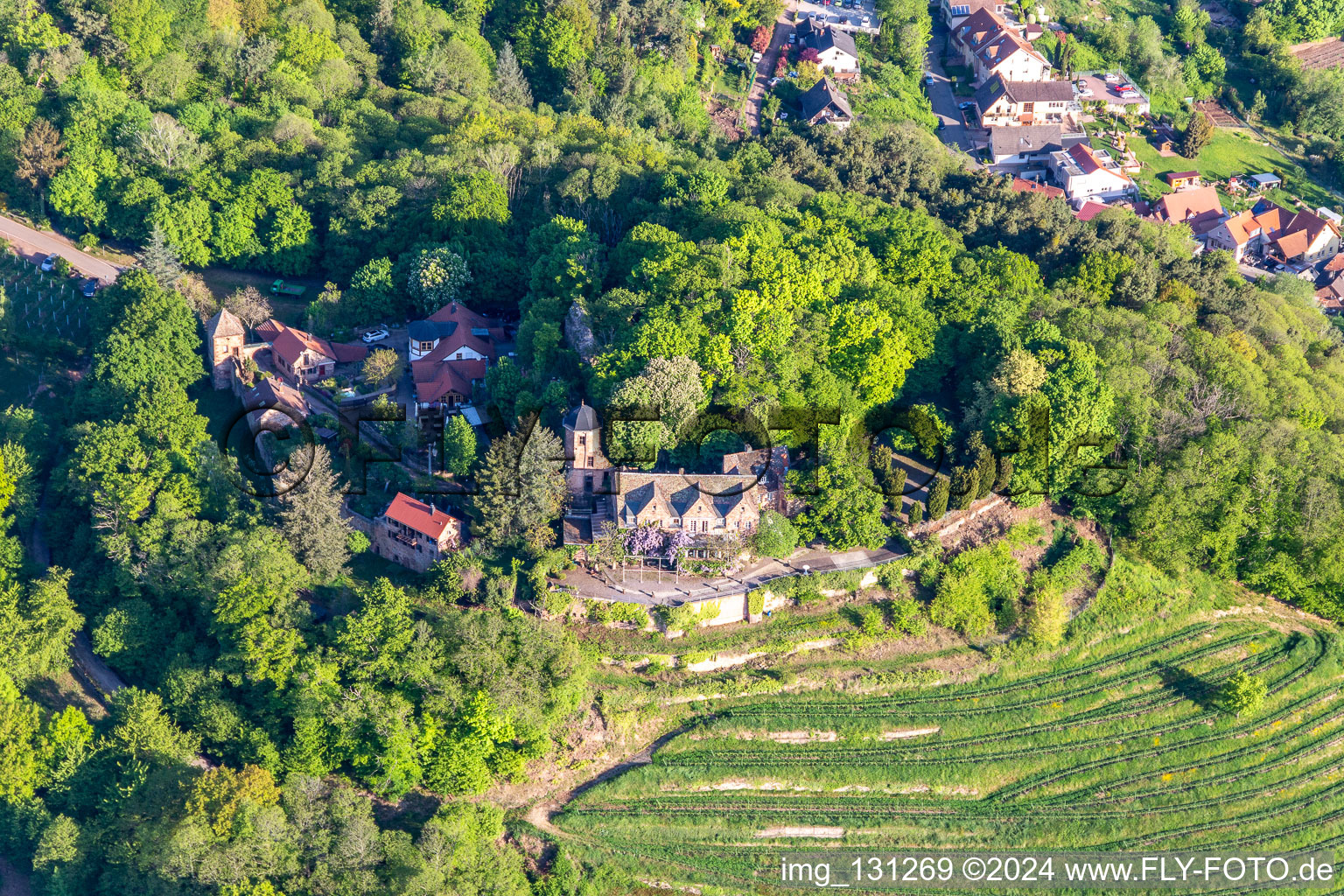 Vue aérienne de Château de Kropsbourg à le quartier SaintMartin in Sankt Martin dans le département Rhénanie-Palatinat, Allemagne