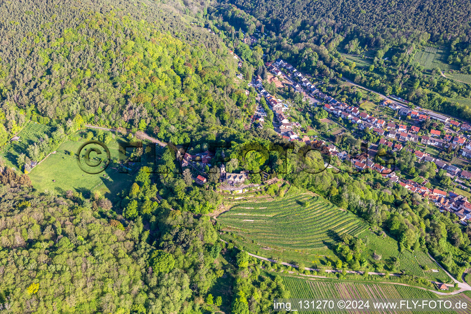 Photographie aérienne de Château de Kropsbourg à le quartier SaintMartin in Sankt Martin dans le département Rhénanie-Palatinat, Allemagne