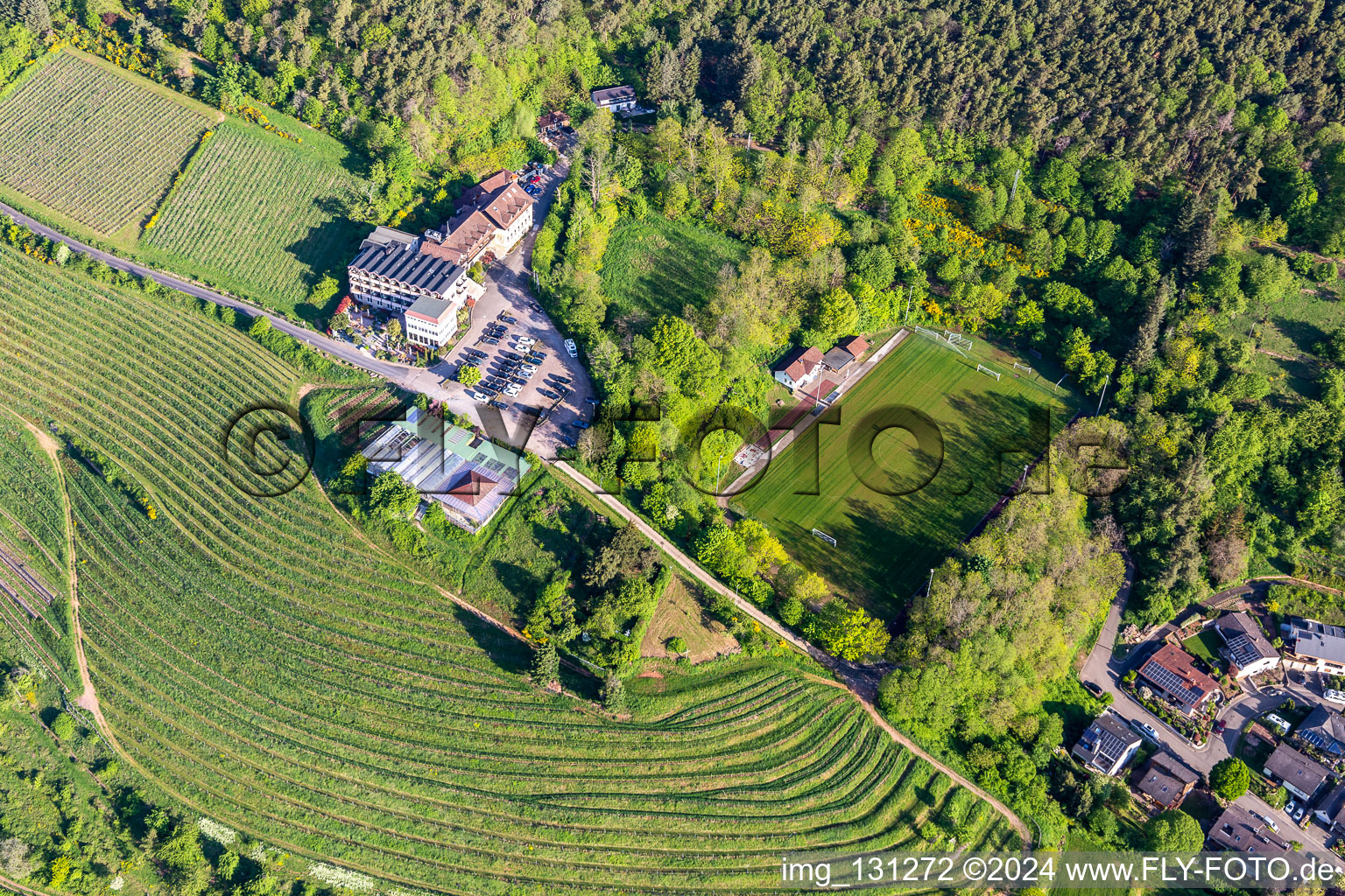 Vue aérienne de Hôtel Haus am Weinberg à le quartier SaintMartin in Sankt Martin dans le département Rhénanie-Palatinat, Allemagne