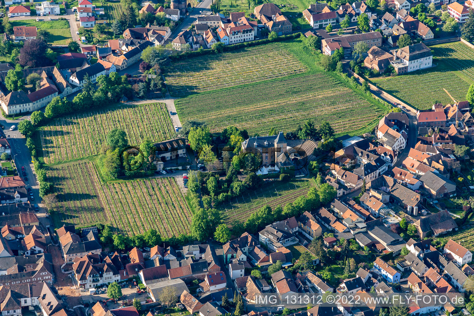 Photographie aérienne de Hôtel Schloß Edesheim, hôtels privés Dr. Lohbeck GmbH & Co. KG à Edesheim dans le département Rhénanie-Palatinat, Allemagne