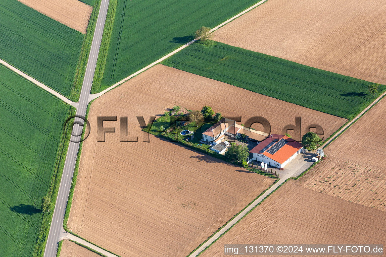 Domaine viticole Bioland Neuspergerhof à Rohrbach dans le département Rhénanie-Palatinat, Allemagne d'en haut