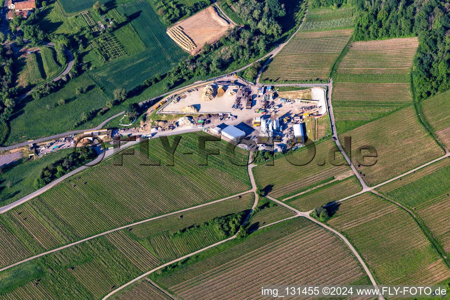 Vue aérienne de Chantier de construction de tunnels à Dörrenbach dans le département Rhénanie-Palatinat, Allemagne