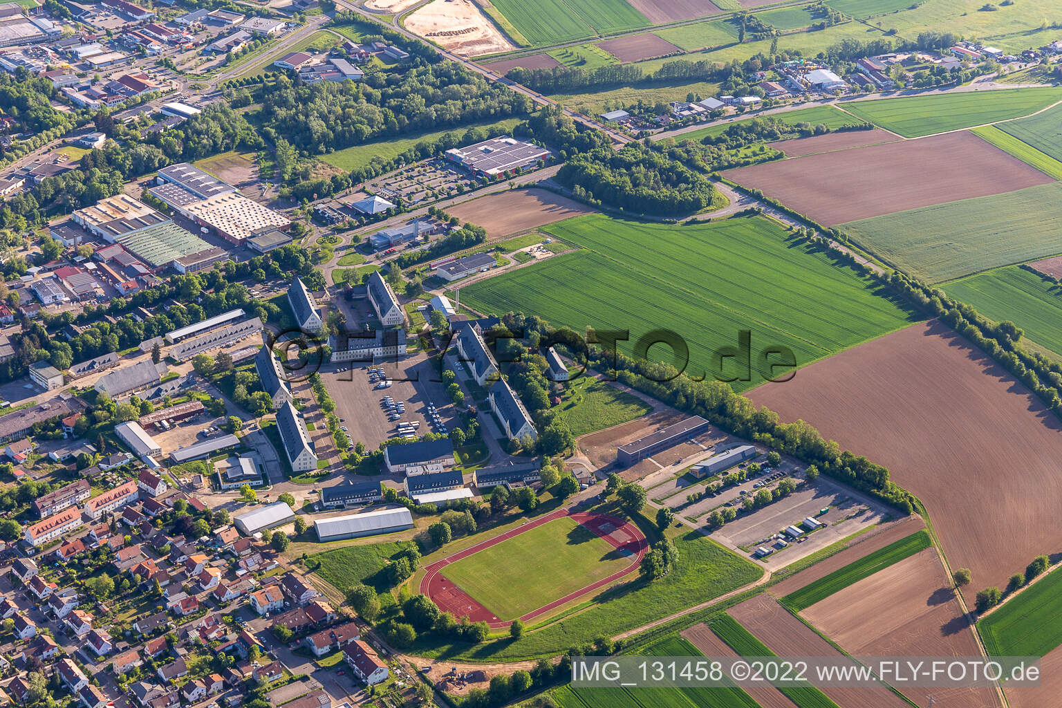 Vue aérienne de Police fédérale Bad Bergzabern à Bad Bergzabern dans le département Rhénanie-Palatinat, Allemagne