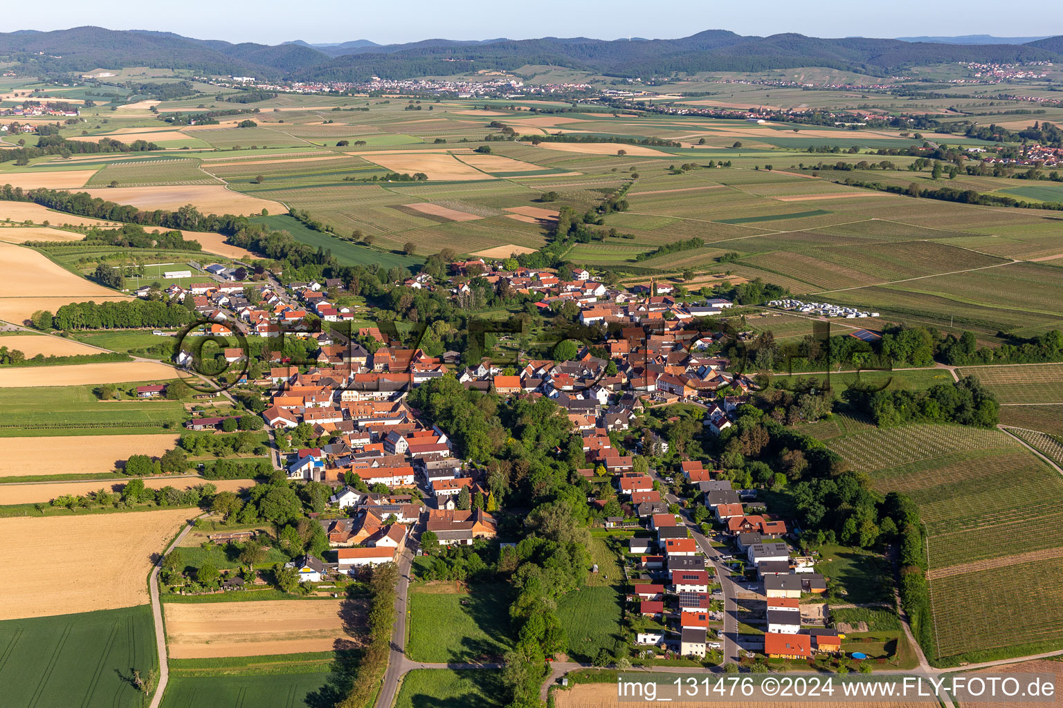 Vue aérienne de Vollmersweiler dans le département Rhénanie-Palatinat, Allemagne